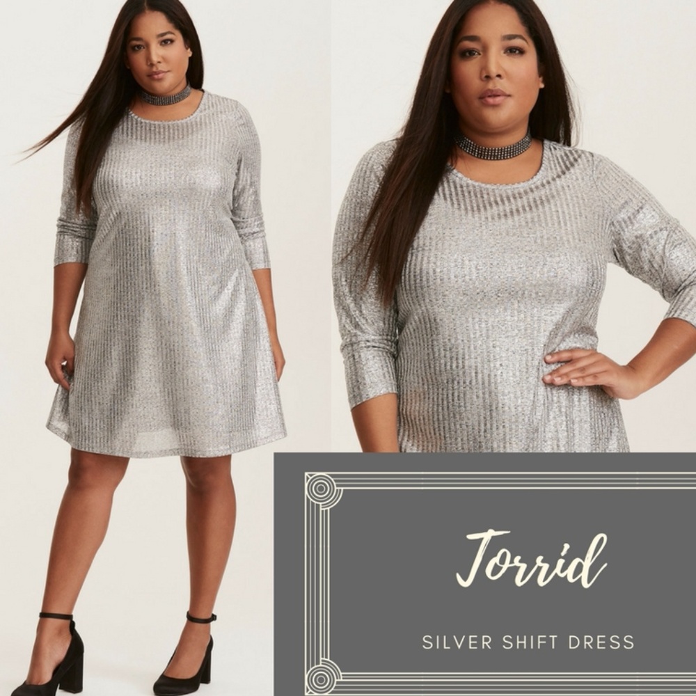 NWOT Torrid Silver Metallic Shimmer Ribbed Dress